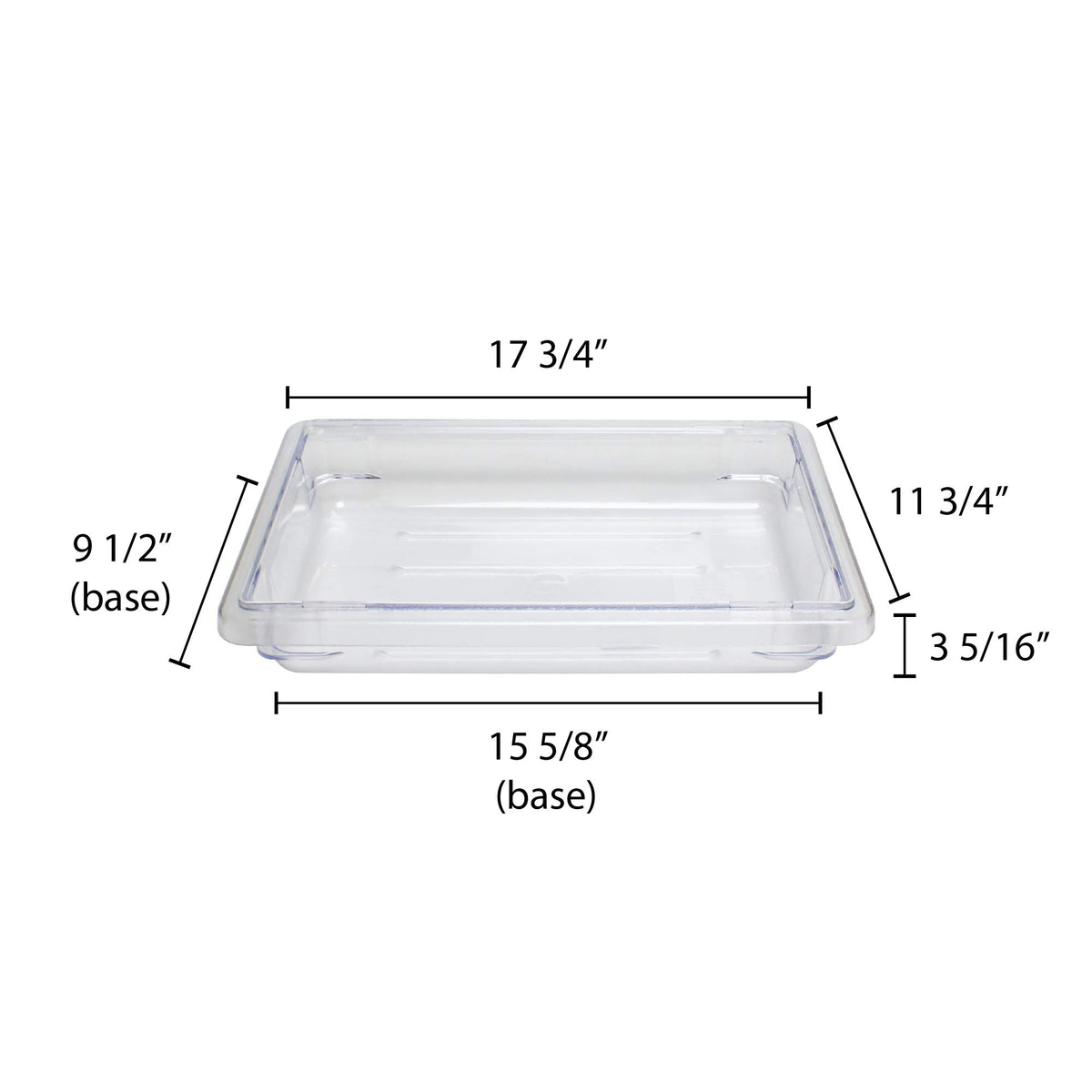 12" x 18" x 3 1/2" by Thunder Group – 1.75 gallons, Polycarbonate (PC), Clear, Model PLFB121803PC