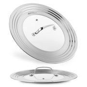 Universal Lid with Tempered Glass Top for Pots & Pans by Modern Innovations – 1 Lid - Stainless Steel, Stainless Steel, Silver - Stainless Steel, Model MI1120