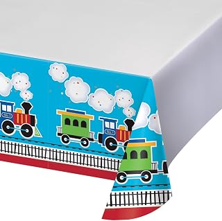 Creative Converting Border Print Plastic Tablecover, All Aboard -