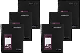 Cambridge Limited Notebook, 6 Pack Black Notebook, Legal Ruled, Professional Business Notebook, 80 Sheets, Spiral Wirebound Office Journal & Notebook For Quicknotes, Meeting for Women & Men, CAM10-402