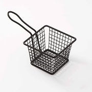 American Metalcraft FRYB443 Square Snack Basket w/Handle, Black, 4"