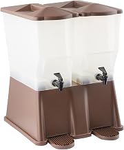 TableCraft TW54DP, Double Slimline Beverage Dispenser, 3 Gallon Clear Containers, Brown Base, Tomlinson Spigots, Compact Design for Iced Tea, Lemonade and Water, Made in USA