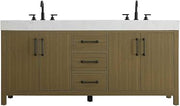 Elegant Kitchen and Bath 72" Double Bathroom Vanity in Chestnut Brown