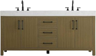 Elegant Kitchen and Bath 72" Double Bathroom Vanity in Chestnut Brown