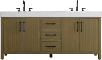 Elegant Kitchen and Bath 72" Double Bathroom Vanity in Chestnut Brown