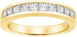 Yellow Gold Channel Set Womens Princess Cut Diamond Anniversary Wedding Ring 1.00 CT TW (G-H color, SI clarity)