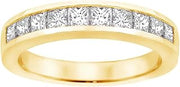 1.00 CT TW Channel Set Princess Cut Diamond Anniversary Wedding Ring in 14k Yellow Gold