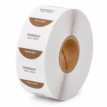 Thursday Day of the Week Removable Labels by Glownary – Paper, Brown, Model 322u515b