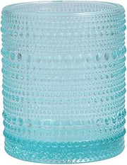Fortessa Jupiter Beaded Hobnail Glass, 10 Ounce Double Old Fashioned (Set of 6), Pool Blue