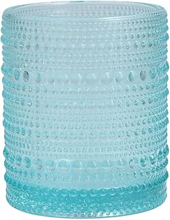 Fortessa Jupiter Beaded Hobnail Glass, 10 Ounce Double Old Fashioned (Set of 6), Pool Blue