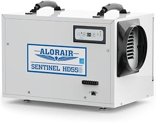 ALORAIR 120 Pints Energy Star Crawlspace Dehumidifier, Sentinel HD55S | Auto Defrost, High Capacity, 1,300 Sq. Ft., with Drain Hose, for Basement, Commercial, Industrial, 6-Year Limited Warranty