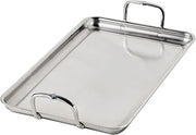 Hestan Provisions Tri-Ply Stainless Steel Double Burner Griddle, 21x13-Inch, with Drip Drain, Induction Compatible
