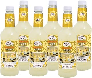 MASTER OF MIXES Collins Drink Mix, Ready to Use, 1 Liter, 6 Pack | Fresh Squeezed Lemon, Balanced Sweetness | Cocktail & Mocktail Drink Recipes, Pour Ready, Consistent, Smooth Mixing Texture