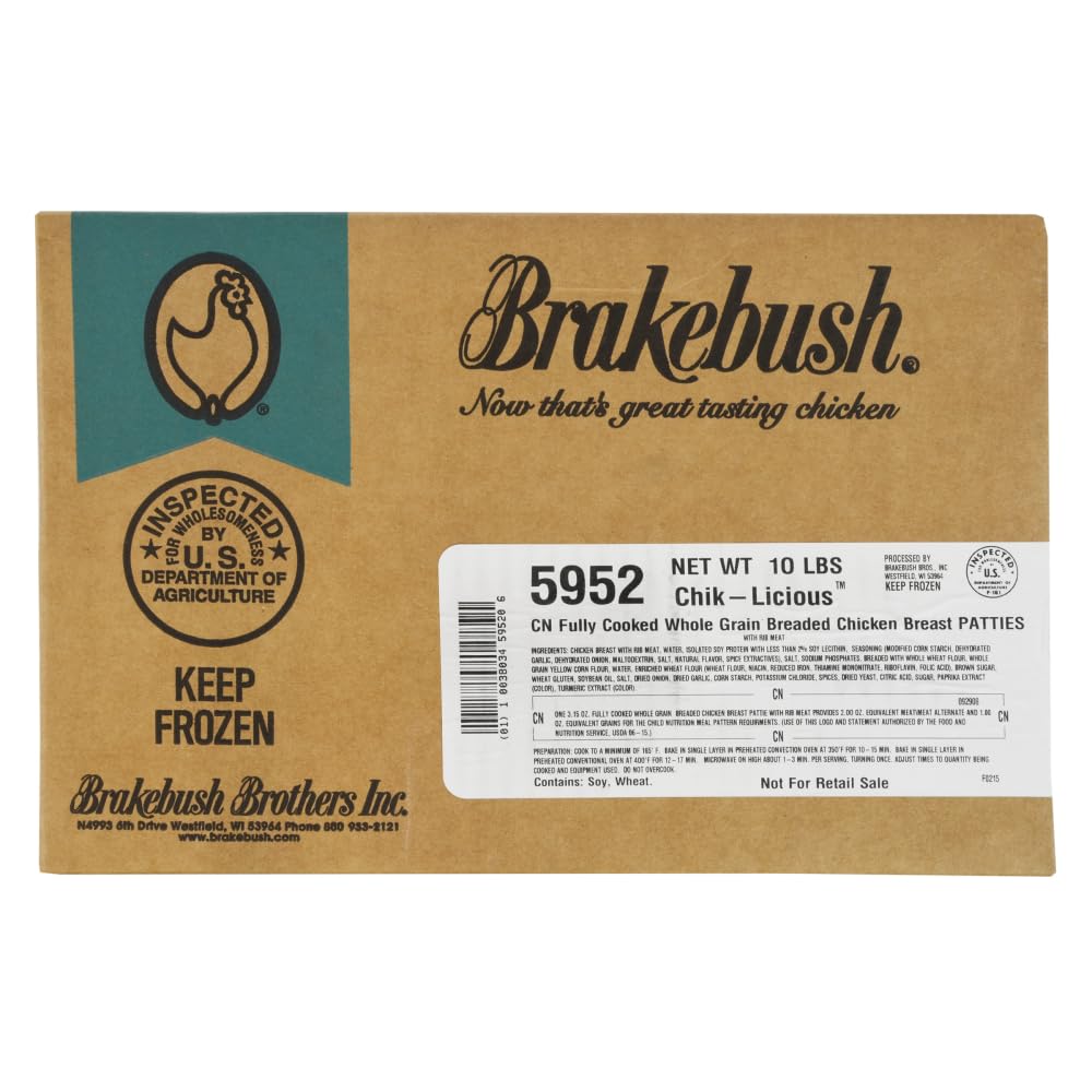 Whole Grain Chicken Breast Patties by Brakebush – 160 Ounces