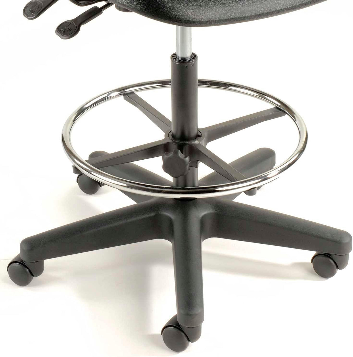5-Way Adjustable Ergonomic Stool with Loop Armrests Black by Global Industrial – 18.5"W x 18"D x 13"H, Polyurethane, Black, Model A203TMX+19C2ARM