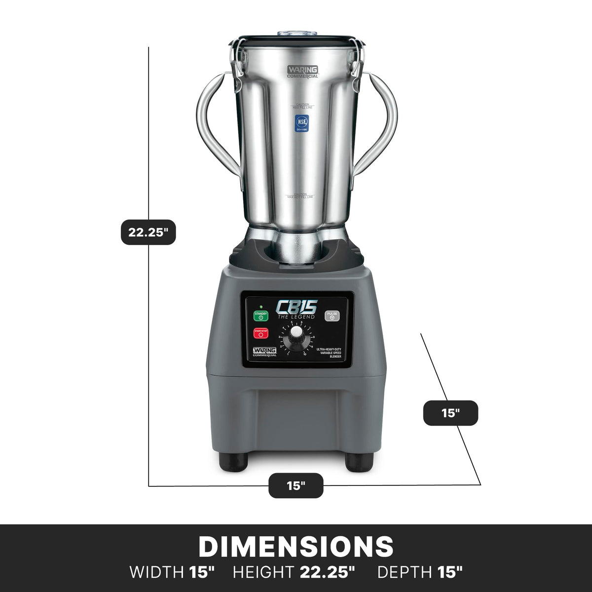 Waring Variable Speed w/Control Dial / Stainless Steel Jar CB15V / 1-Gallon Countertop Blenders