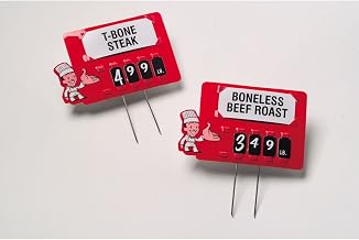 Meat Price Tag Kit with Pins Red Plastic - 3 3/4"L x 2 3/8"H