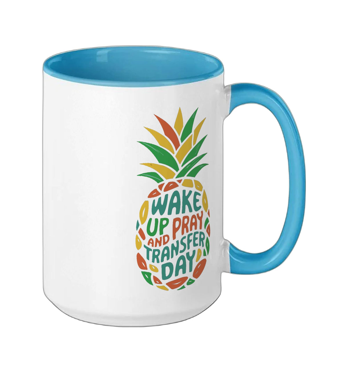 Embryo Transfer Day IVF In Vitro Fertilization Ceramic Mug by Embryo Transfer Day Gift Idea For Women – 15 Ounces, 15 fluid_ounces, Ceramic, Model C8EKT91ACJ4US15ozBlueWhite