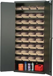 QUANTUM STORAGE SYSTEMS Specialty Cabinet W/36 Ivory Bins