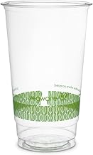 Vegware Clear PLA Cold Cups, Disposable Drink Cups, 24 oz, 1000 Count