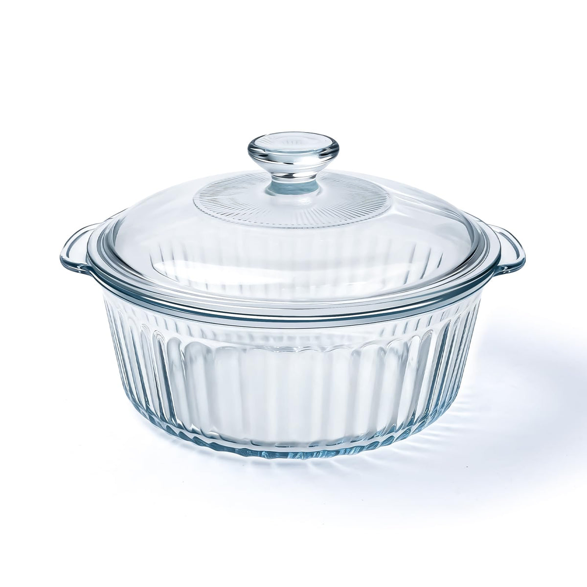 Luvan Round Glass Casserole, 2.4L Borosilicate, Transparent