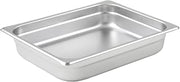 Winco Half Size Silver 2 1/2" Deep Metal Steam Table Pan (Set of 24)