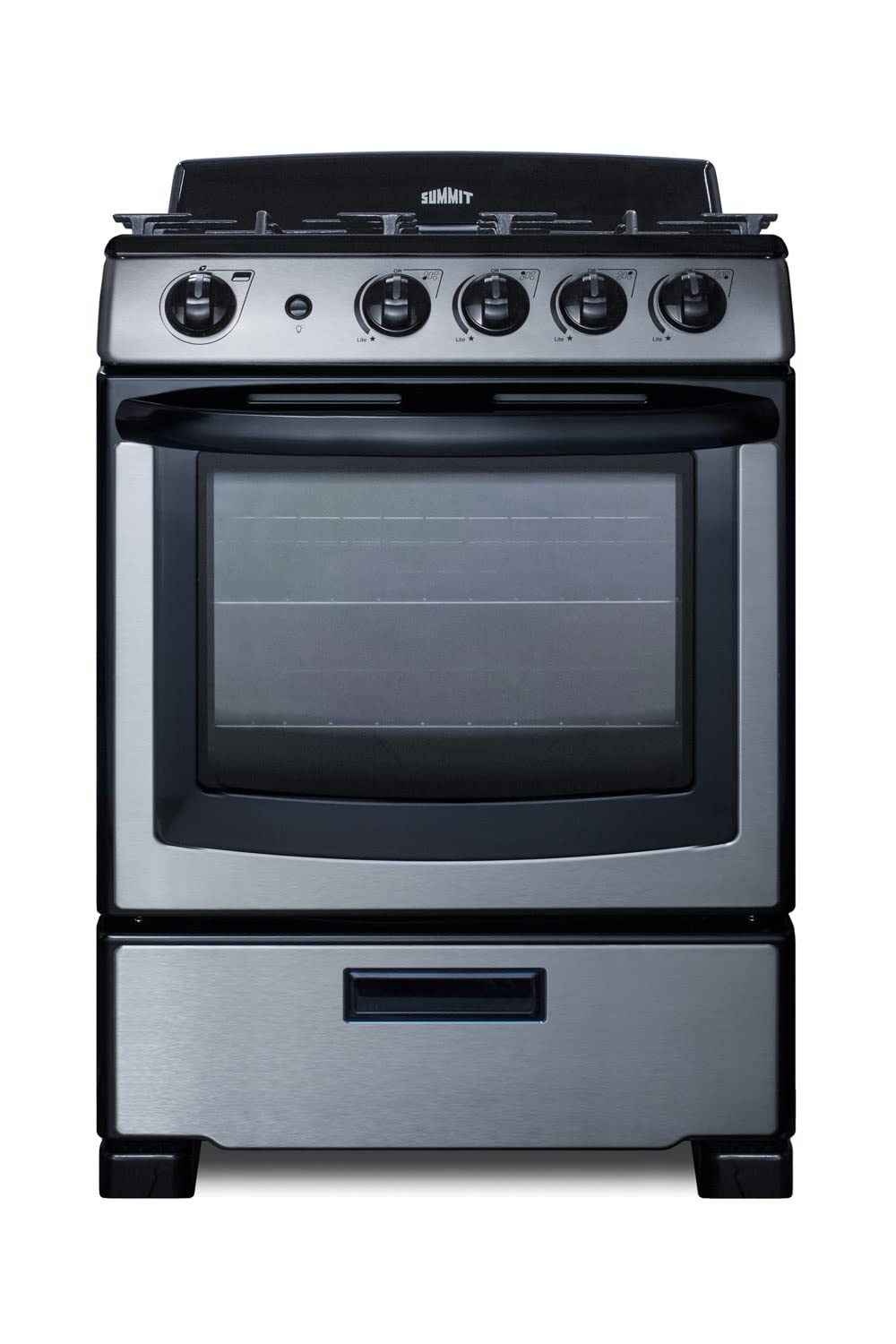 Summit 24" Gas Range by Summit Appliance – 2.9 cubic_feet, Alloy Steel, Stainless Steel, Model PRO247SS
