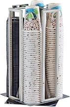 Ashwood Collection – Revolving Cup & Lid Organizer – 10W x 10D x 18.125H – Gray-Washed Oak, Mirror Metal