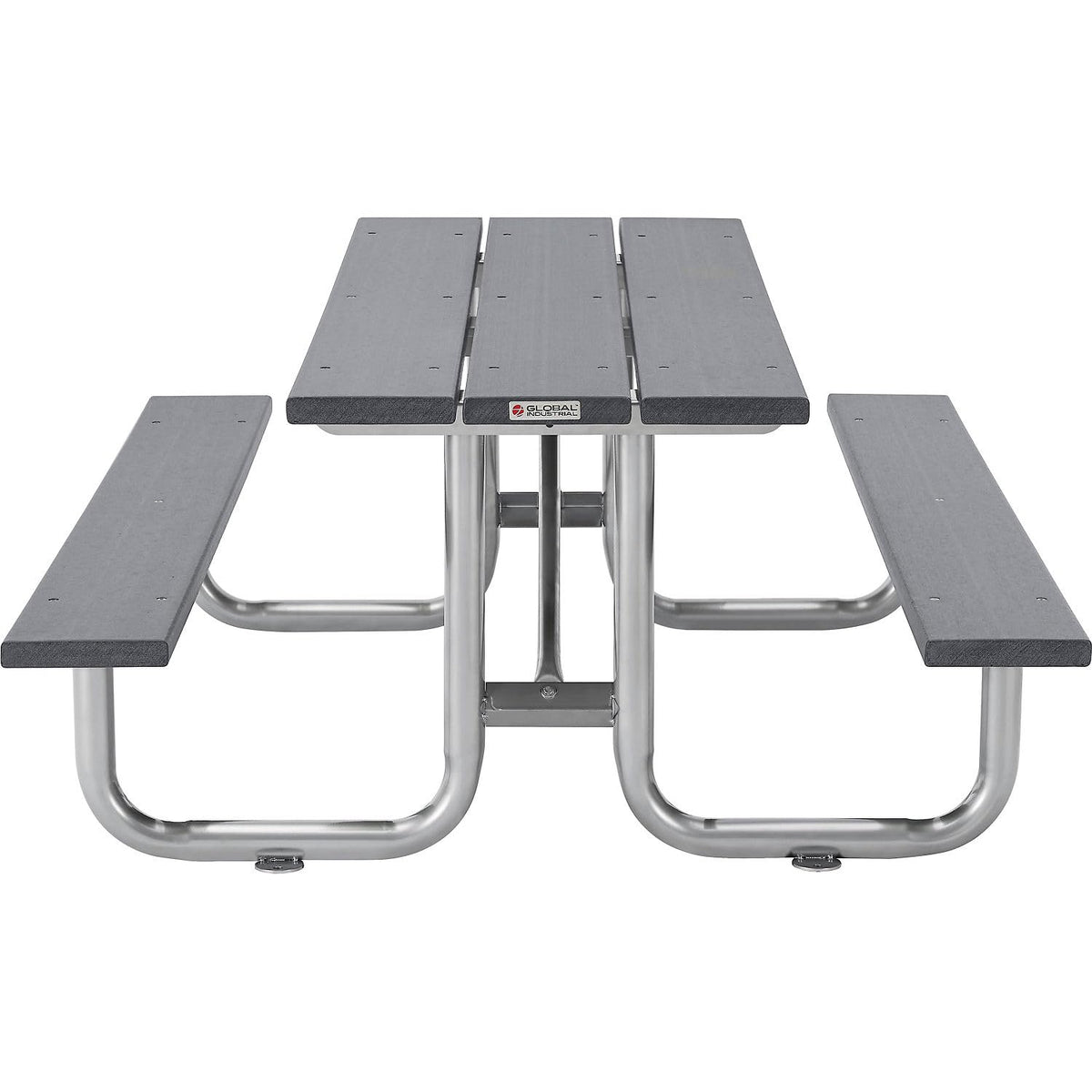 Outdoor 8'L Rectangular Picnic Table by Global Industrial – Recycled Plastic & Steel, Grey, Model 271675GY
