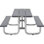 6' Rectangular Outdoor Picnic Table by Global Industrial – 74.25 inches x 30.25 inches x 18.7 inches, Recycled Plastic & Steel, Grey, Model 271670GY