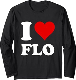 Red Heart I Love Flo Long Sleeve T-Shirt