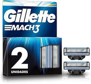 Gillette Mach3 Replacement Razor Blade Cartridges, 2 Count, Beige, Men's Adult Males, 2 Blades, 2 Pieces