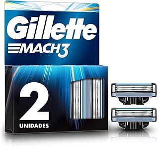 Gillette Mach3 Replacement Razor Blade Cartridges, 2 Count, Beige, Men's Adult Males, 2 Blades, 2 Pieces