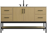 Elegant Kitchen and Bath 60" Single Bathroom Vanity in Honey Brown