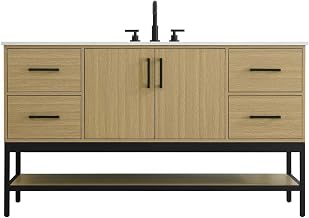 Elegant Kitchen and Bath 60" Single Bathroom Vanity in Honey Brown