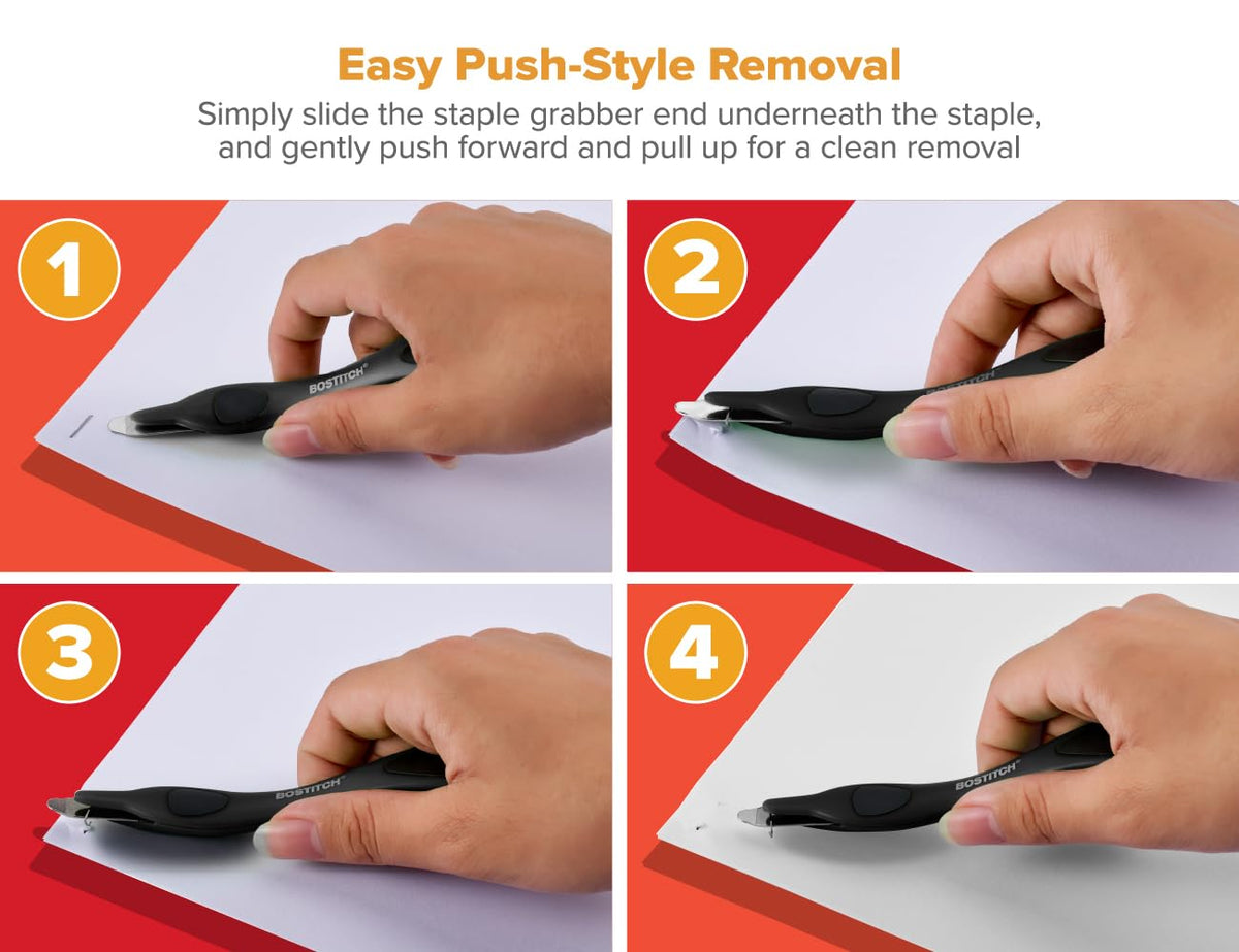Office Professional Push Style Easy Staple Remover by Bostitch – 3 Pack, Plastic, Black, Pack of 3, Model 30000-BLK-3PK