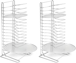 American Metalcraft 19029 Chrome-Plated Steel Standard Pizza Rack, 15 Slots, Silver (Pack of 2)