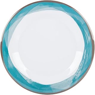 G.E.T. 9" Blue/White Heavy-Duty Wide Rim Melamine Dessert Plate 4