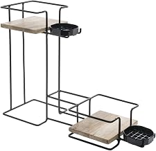 HUBERT Mango Wood & Wire Double Stack Airpot Holder - 7 1/2" W x 22 1/2" D x 16 5/8" H