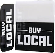 Black Plastic Shelf Talker? With Flag Buy Local - 2 1/2"L x 3"H, 25 per Pack