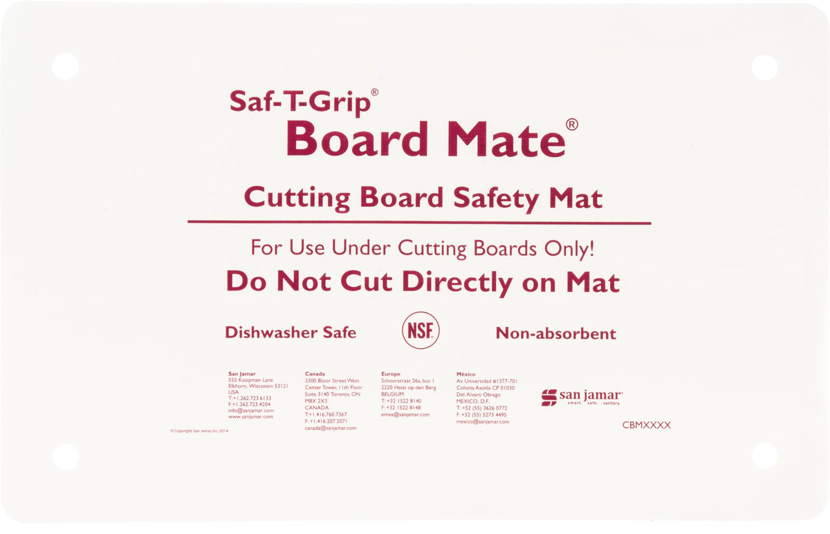 Saf-T-Grip Cutting Board Mate by San Jamar – 10" x 16", Plastic, White, Pack of 6, Model CBM1016