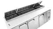 MPF8203 93" Pizza Prep Table Three Door Refrigerator 2 Year PARTS + LABOR / 5 Year Compressor WARRANTY by Atosa – 93", 26.0 cubic_feet, Model MPF8203GR