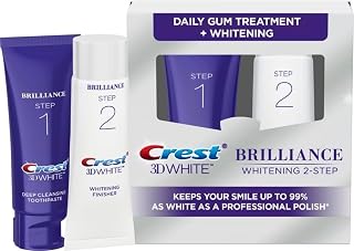 3D White Brilliance 2 Step Kit, Crest 3D White Toothpaste, Deep Clean Toothpaste (4oz) + Teeth Whitening Gel (2.3oz)