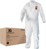 KLEENGUARD A20 Breathable Particle Protection Coveralls (49103), Zipper Front, Elastic Back, Wrists & Ankles, White, Reflex Design, Large (Qty 24)
