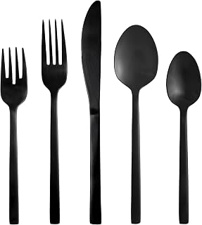Fortessa Arezzo 18/10 Stainless Steel Flatware, 20 Piece Place Setting (Service for 4), Brushed Black