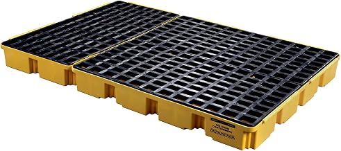 6 Drum Spill Containment Pallet with Forklift Pockets by Eagle – 6 Drum, Plastic, Yellow, Model 1686