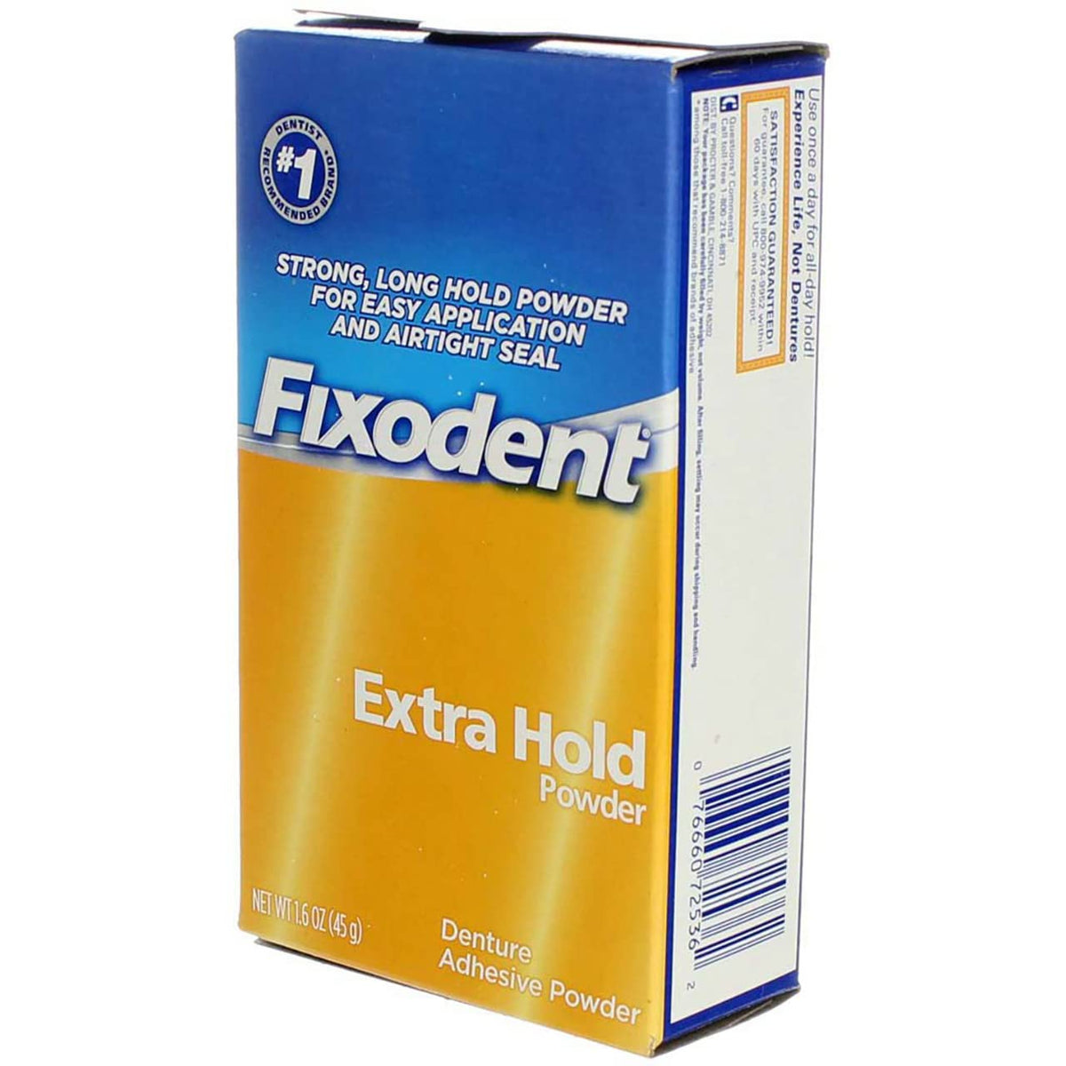 Denture Adhesive Powder Extra Hold - 1.6 oz by Fixodent – White, Pack of 5, Model 07666072536
