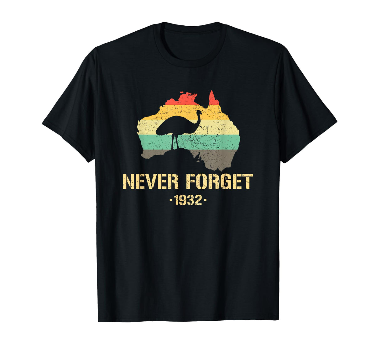 Emu War 1932 Funny Australia History T-Shirt by Funny Emu apparel – Cotton, Black, Model GWSKXXPNAMP