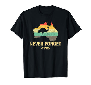 Emu War 1932 Funny Australia History T-Shirt by Funny Emu apparel – Cotton, Black, Model GWSKXXPNAMP