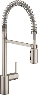 Moen Align Spot Resist Stainless Pulldown Kitchen Faucet, Single Hole, Modern Spring Style with Pre-Rinse and Power Boost Pull Down Sprayer, Easy Installation, 5923SRS